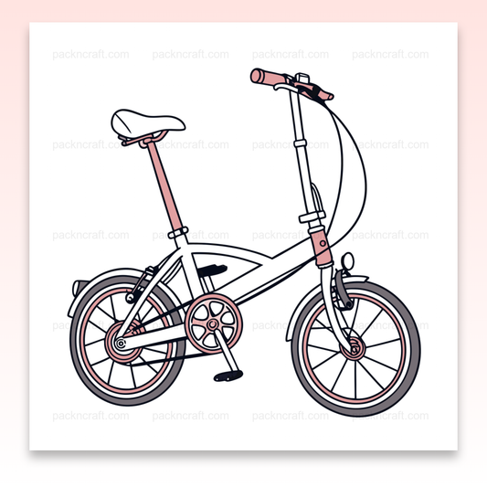 Illustration minimaliste d'un vélo pliant urbain pour projets créatifs et décoration.