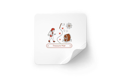 Sticker représentant une carte mystérieuse et une aventure d'explorateur