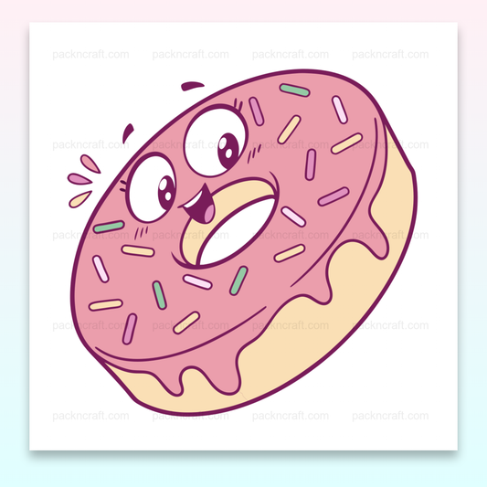 Illustration de donut joyeux avec glaçage pastel, idéale pour DIY et papeterie.