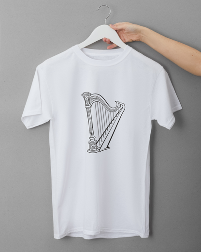 T-shirt avec motif minimaliste de harpe élégante idéal pour une ambiance musicale