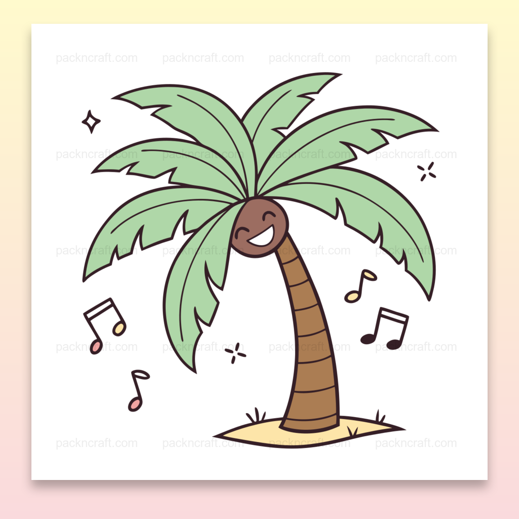 Illustration palmier dansant joyeux pour projets DIY et déco tropicale
