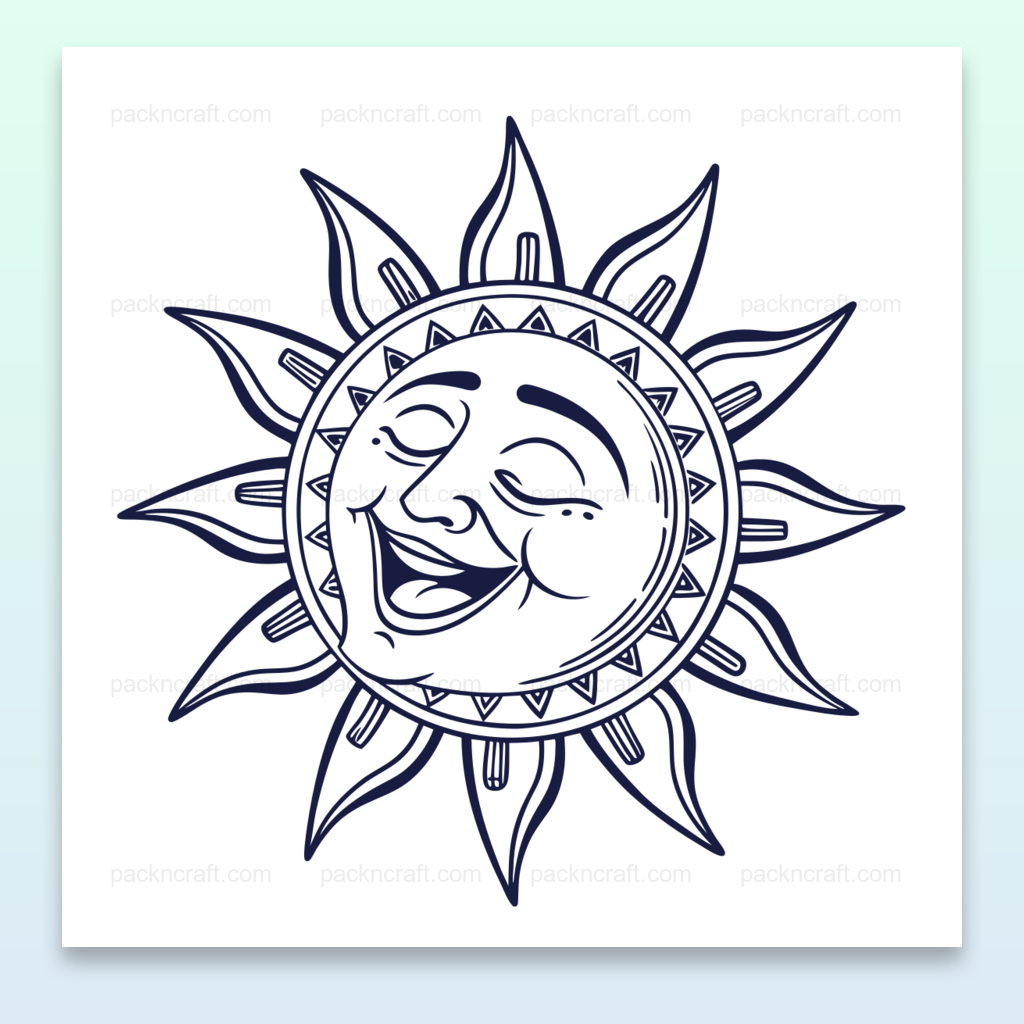 Illustration de soleil rieur vintage pour déco estivale et projets créatifs
