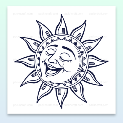 Illustration de soleil rieur vintage pour déco estivale et projets créatifs