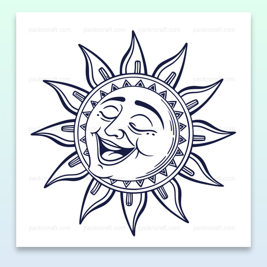 Illustration de soleil rieur vintage pour déco estivale et projets créatifs