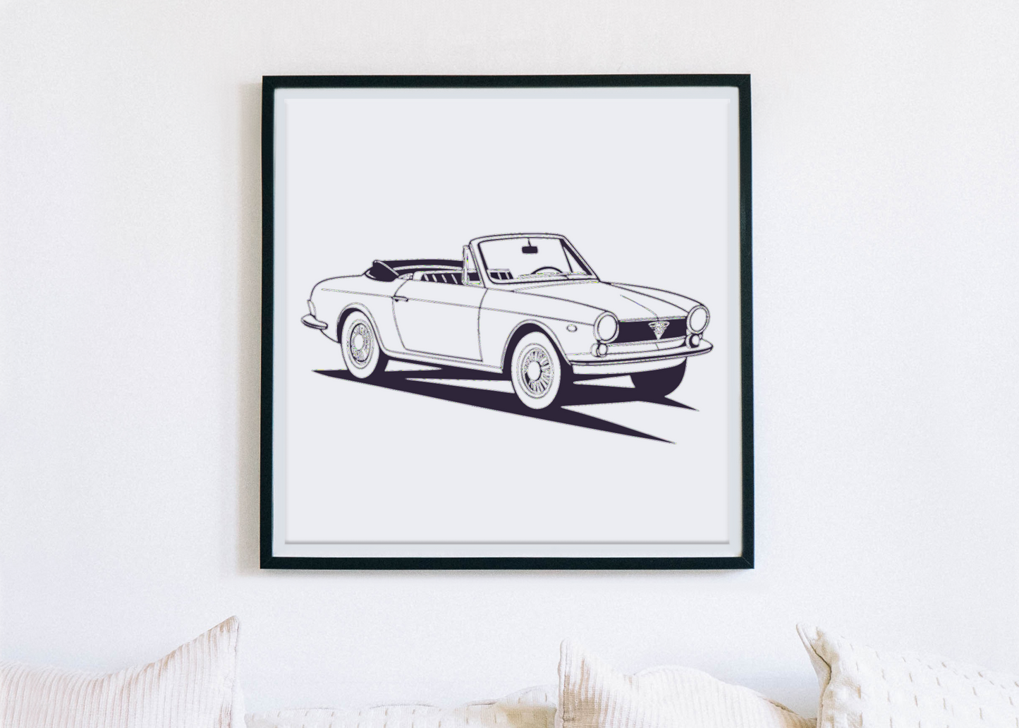 Illustration automobile rétro encadrée pour décoration