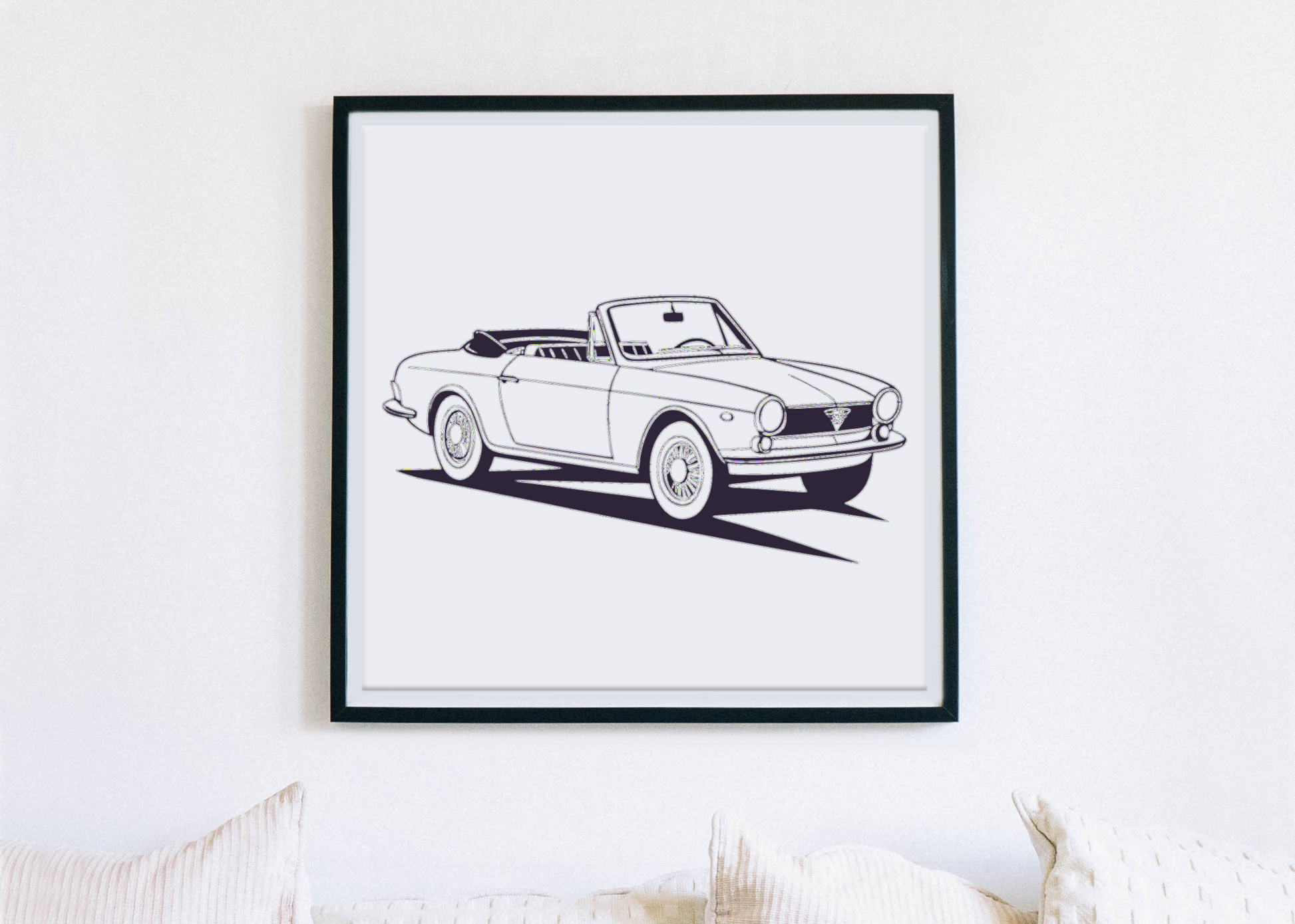 Illustration automobile rétro encadrée pour décoration