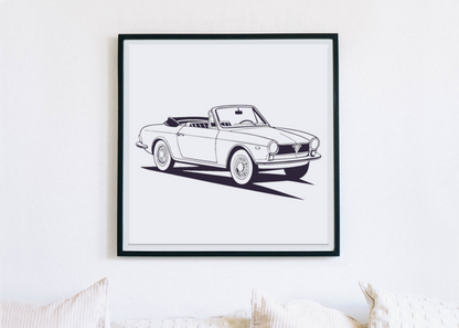 Illustration automobile rétro encadrée pour décoration