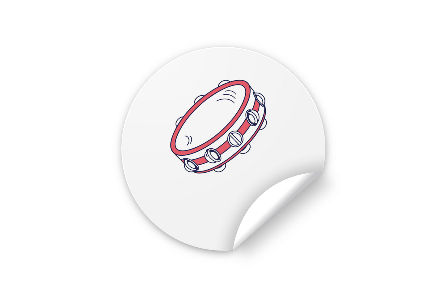 Sticker joyeux mettant en scène un tambourin minimaliste au design musical festif