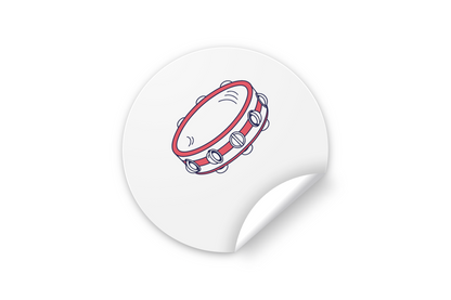 Sticker joyeux mettant en scène un tambourin minimaliste au design musical festif
