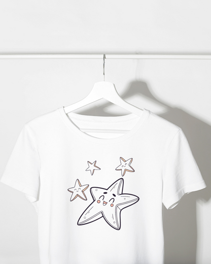 T-shirt avec étoile de mer joyeuse sur fond marin apaisant
