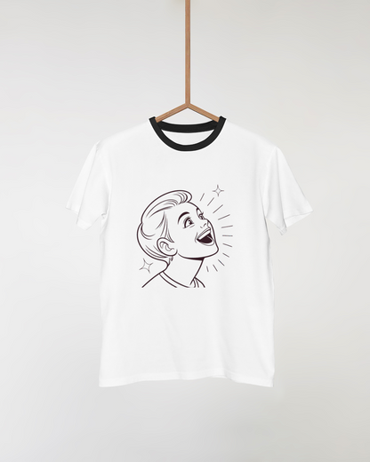T-shirt avec enfant souriant joyeusement motif élégant et positif