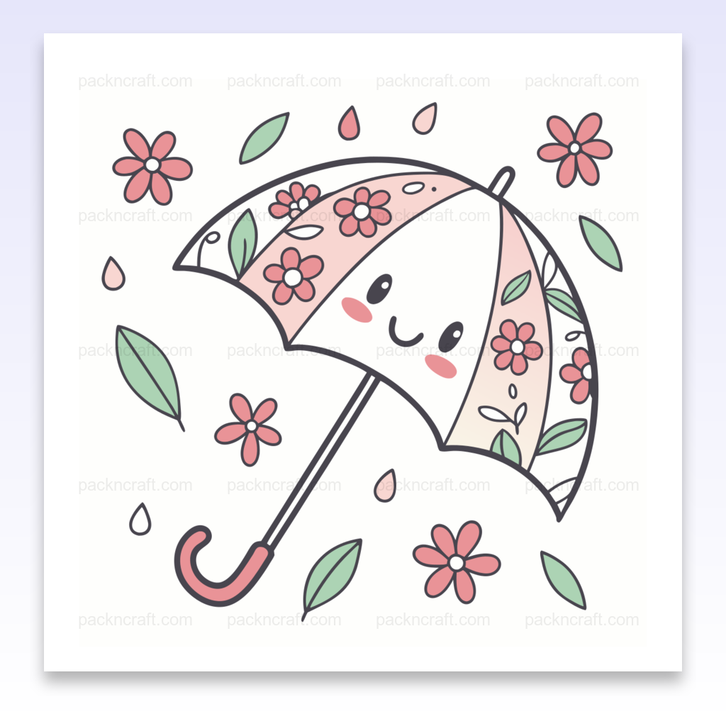 Illustration d'un parapluie fleuri joyeux en style pastel pour usage créatif.