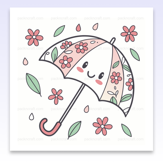 Illustration d'un parapluie fleuri joyeux en style pastel pour usage créatif.
