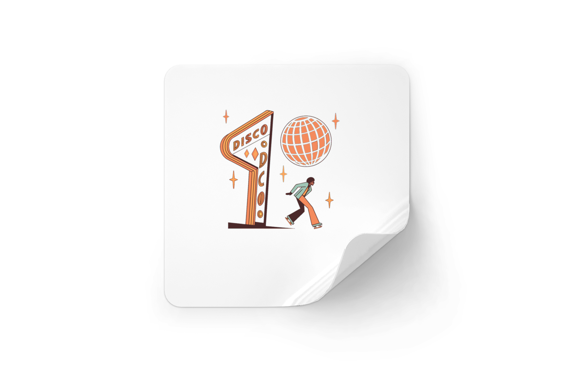 Sticker skateur disco vintage pour papeterie.