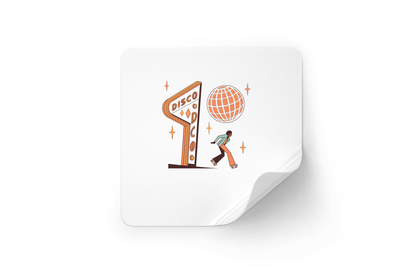 Sticker skateur disco vintage pour papeterie.