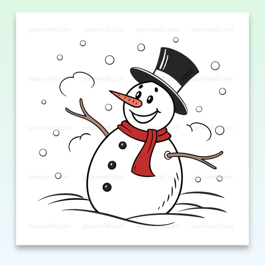 Illustration de bonhomme de neige joyeux en SVG pour projets hivernaux, DIY et papeterie