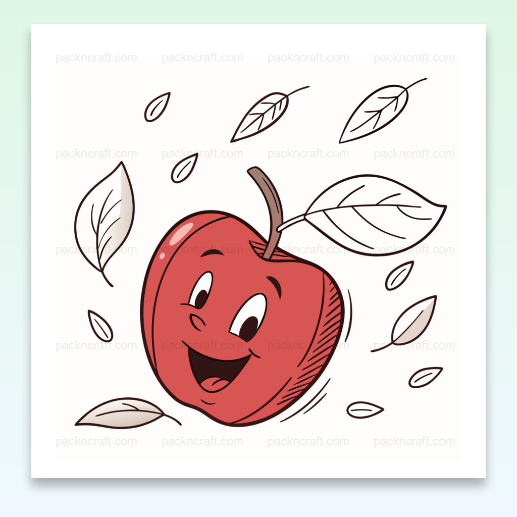Illustration vectorielle de pomme souriante en vol pour usage en papeterie et décoration