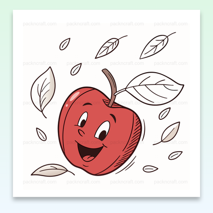 Illustration vectorielle de pomme souriante en vol pour usage en papeterie et décoration