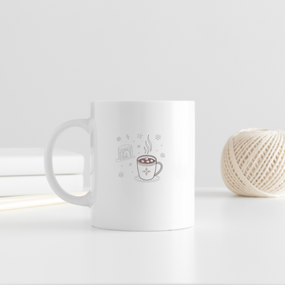 Mug élégant avec motif hivernal minimaliste de chocolat chaud fumant
