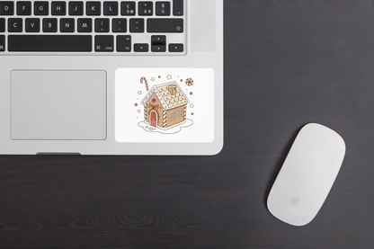 Sticker festif sur le thème de Noël avec maison de pain d'épices au design numérique