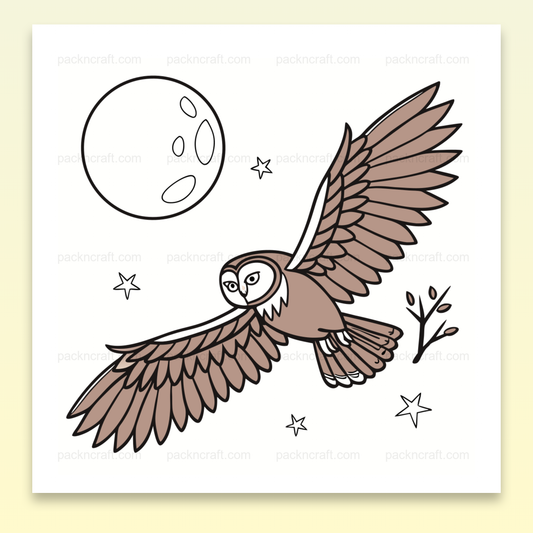Chouette en vol sous la lune, illustration SVG pour décor et projets créatifs.