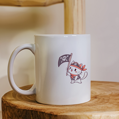 Mug avec un chat pirate joyeux style kawaii pour une aventure maritime ludique