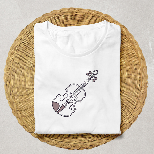 T-shirt au design minimaliste avec un violon joyeux pour les amateurs de musique