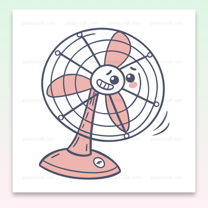 Illustration vectorielle doodle d'un ventilateur souriant pour projets créatifs et éducatifs