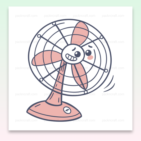 Illustration vectorielle doodle d'un ventilateur souriant pour projets créatifs et éducatifs