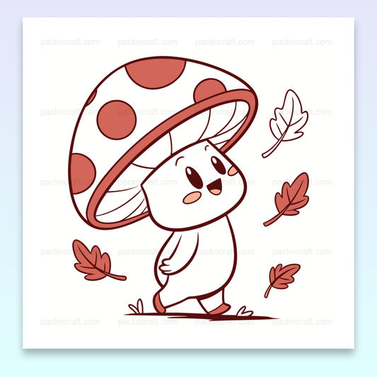 Illustration de champignon joyeux en balade pour DIY et déco
