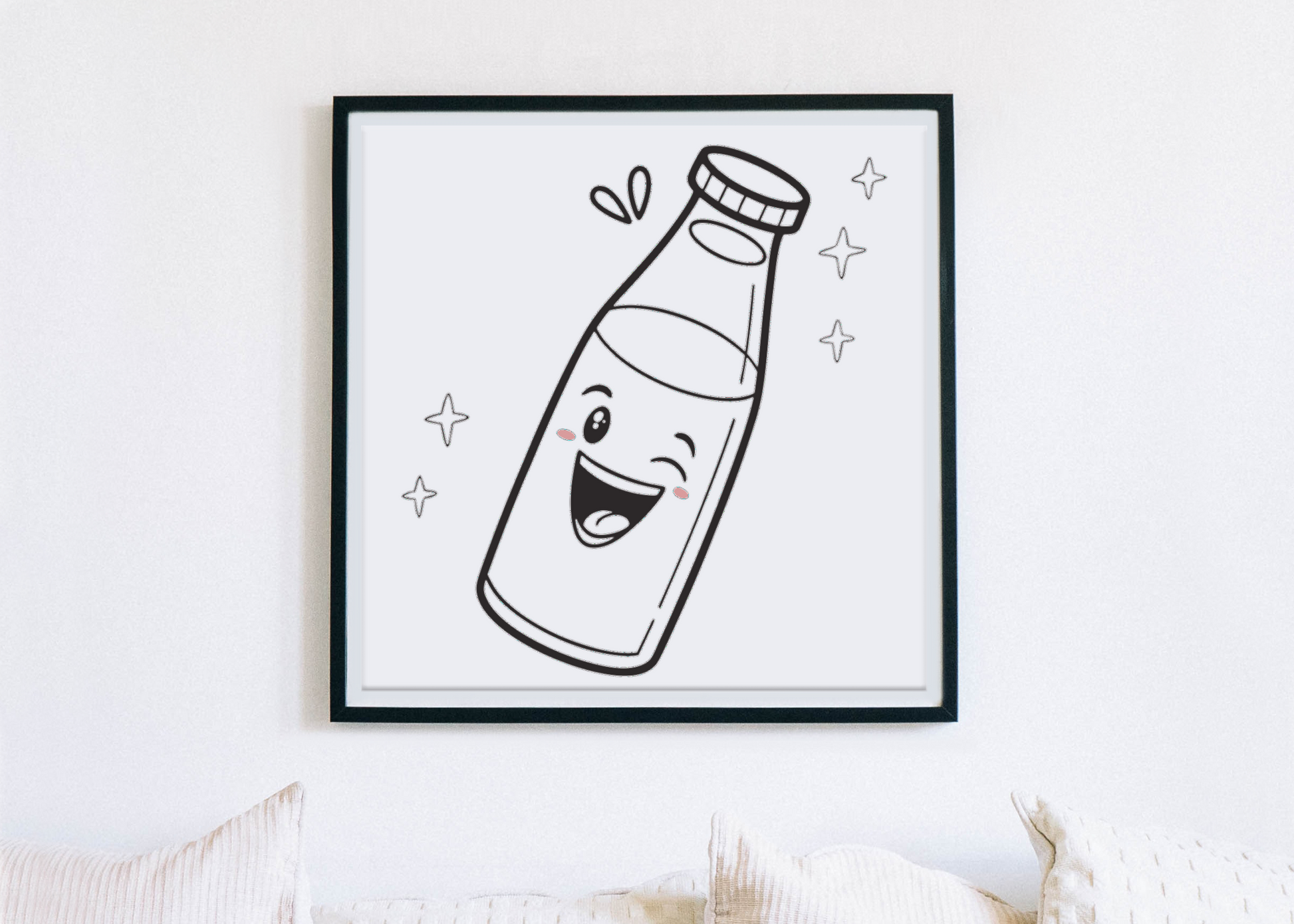 Cadre avec illustration kawaii, addition décorative charmante.