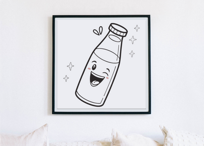 Cadre avec illustration kawaii, addition décorative charmante.