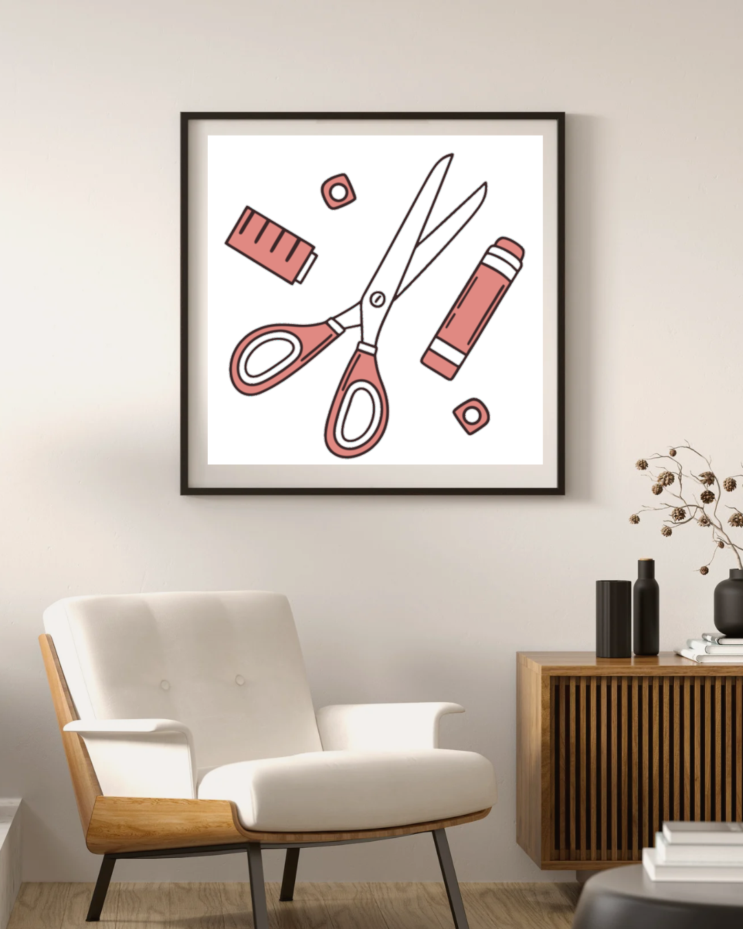 Cadre au style minimaliste avec icône numérique inspirante, parfait pour papeterie