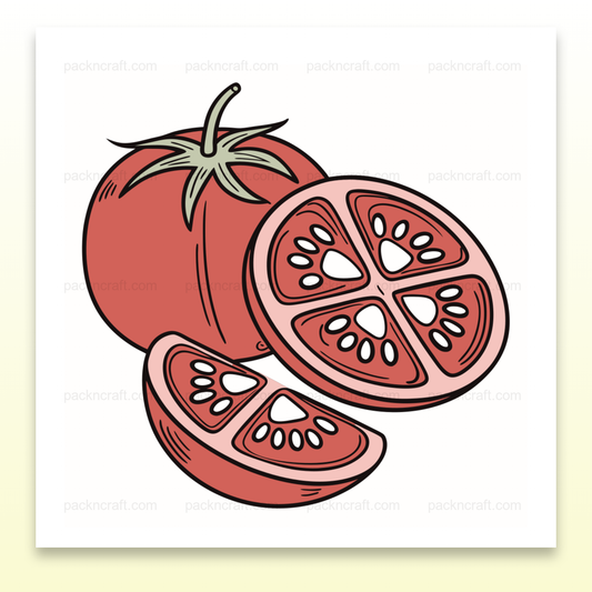 Illustration vectorielle de tomate tranchée vintage, idéale pour cuisine et déco