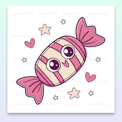Illustration d'un bonbon souriant en SVG, idéal pour DIY et déco.
