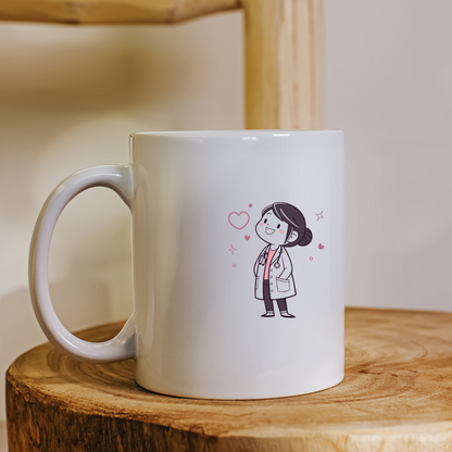 Mug avec icône docteur joyeux en style pastel vectoriel ambiance enfantine