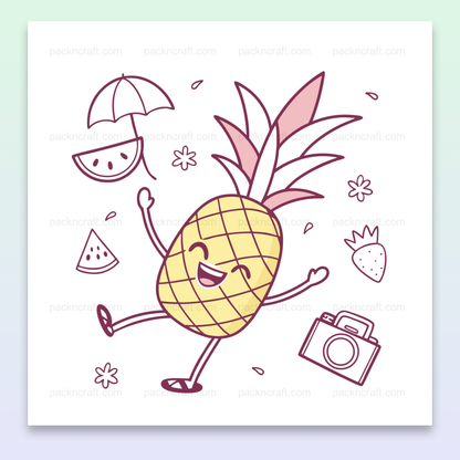 Illustration d'un ananas joyeux en style cartoon pour projets estivaux et créatifs
