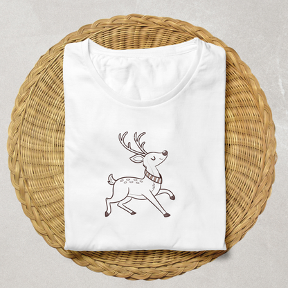 T-shirt avec motif élégant de renne joyeux pour un style hivernal enchanteur