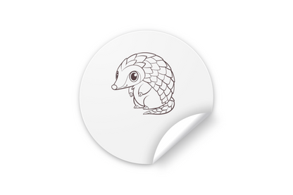 Sticker tropical avec pangolin joyeux sur fond coloré et design moderne