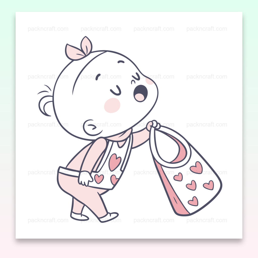 Adorable bavoir Kawaii avec cœur pour projets créatifs.