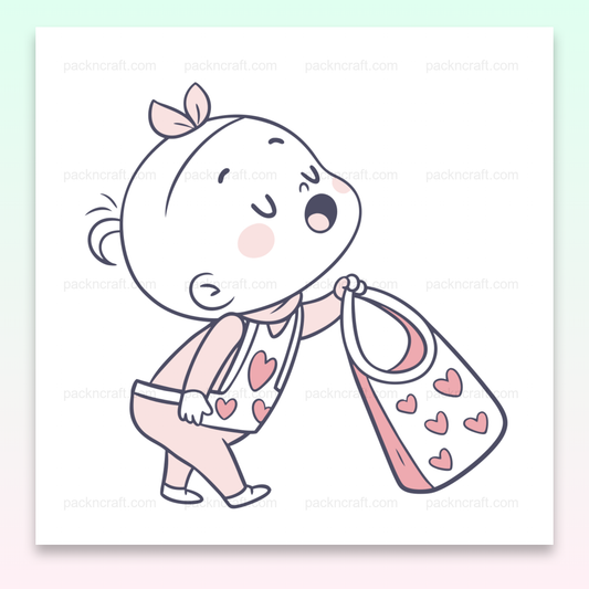 Adorable bavoir Kawaii avec cœur pour projets créatifs.