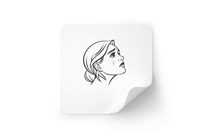 Sticker avec une silhouette féminine émotive exprimant des larmes en lignes claires