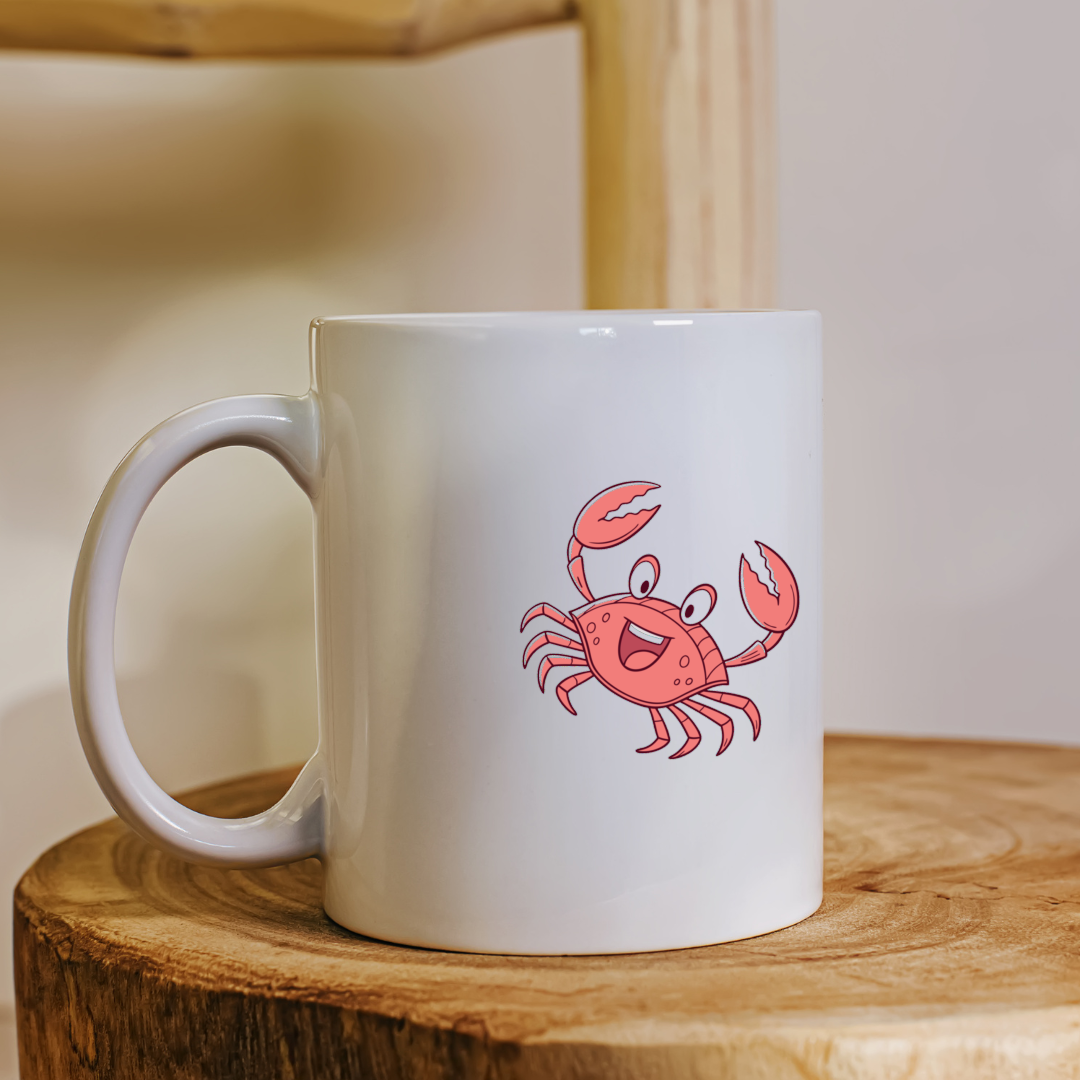 Mug au décor marin avec crabe joyeux dansant éveille l'esprit des océans