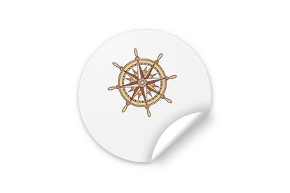 Sticker avec icône vintage de barreau de navire dans un style vectoriel maritime