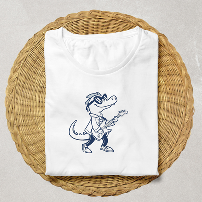 T-shirt original arborant un doodle crocodile dans un style rock'n'roll dynamique