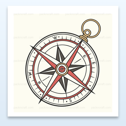 Illustration de boussole orientée, design SVG nautique pour projets d'aventure.