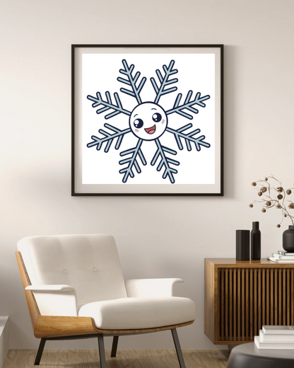 Cadre décoratif avec flocon joyeux esquissé pour une touche hivernale magique