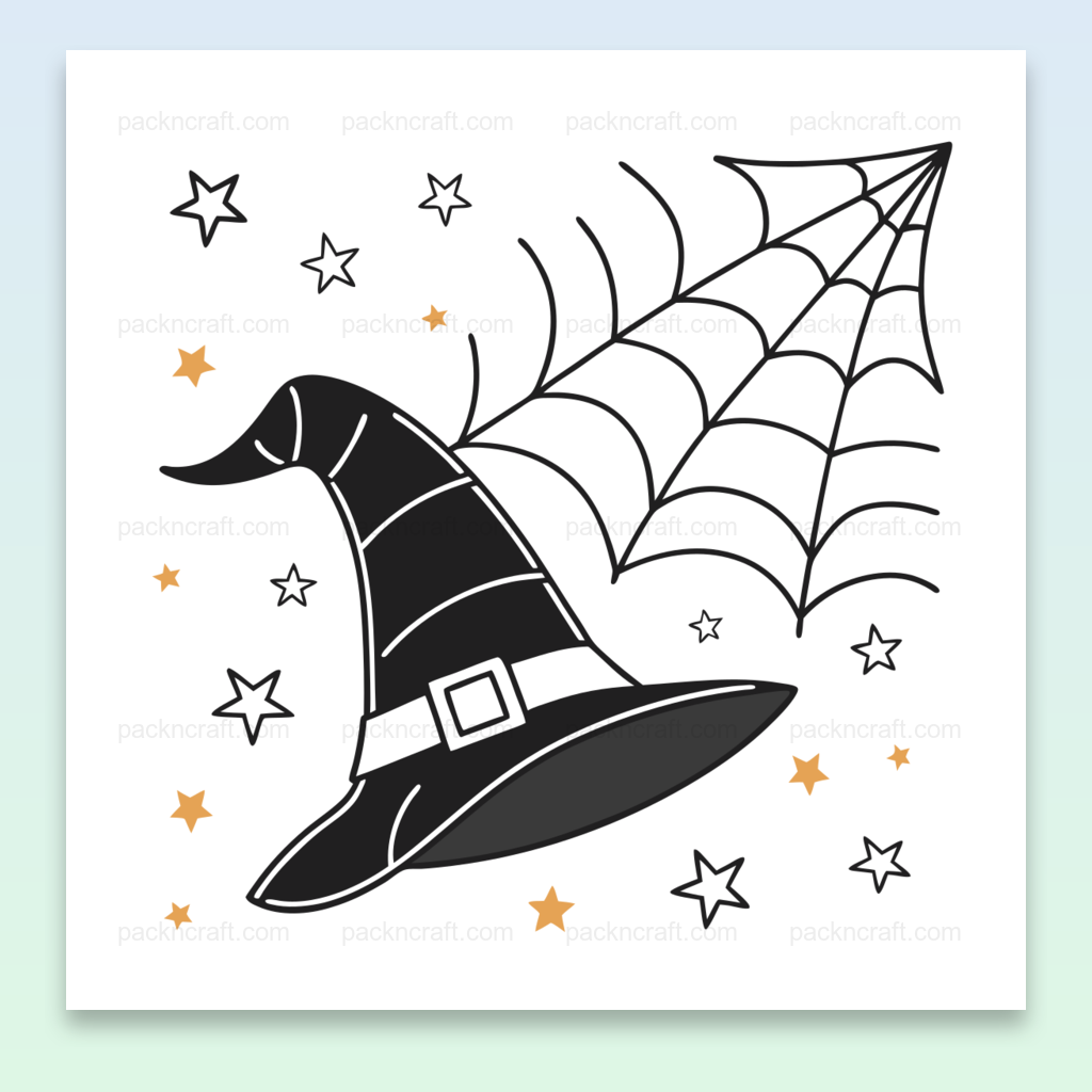 Illustration d'un chapeau de sorcière avec motifs de toile pour projets Halloween