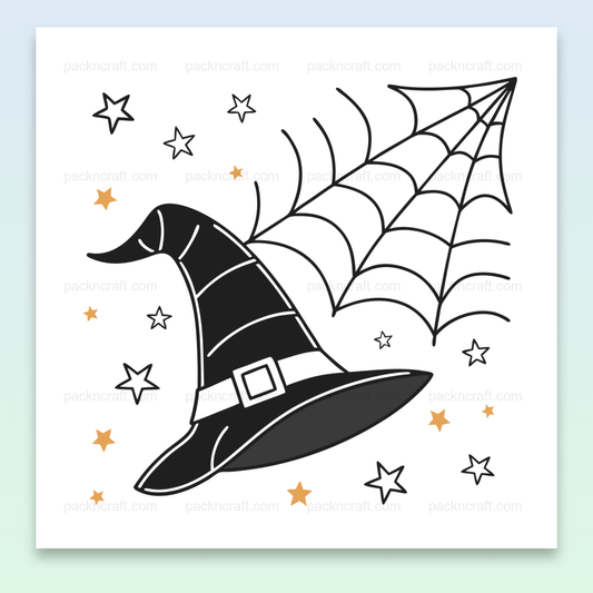 Illustration d'un chapeau de sorcière avec motifs de toile pour projets Halloween