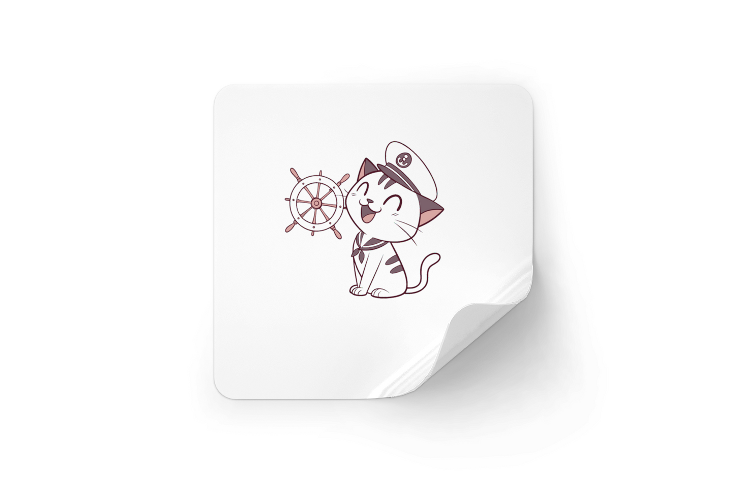 Sticker décoratif avec chat marin au style vectoriel et thème nautique